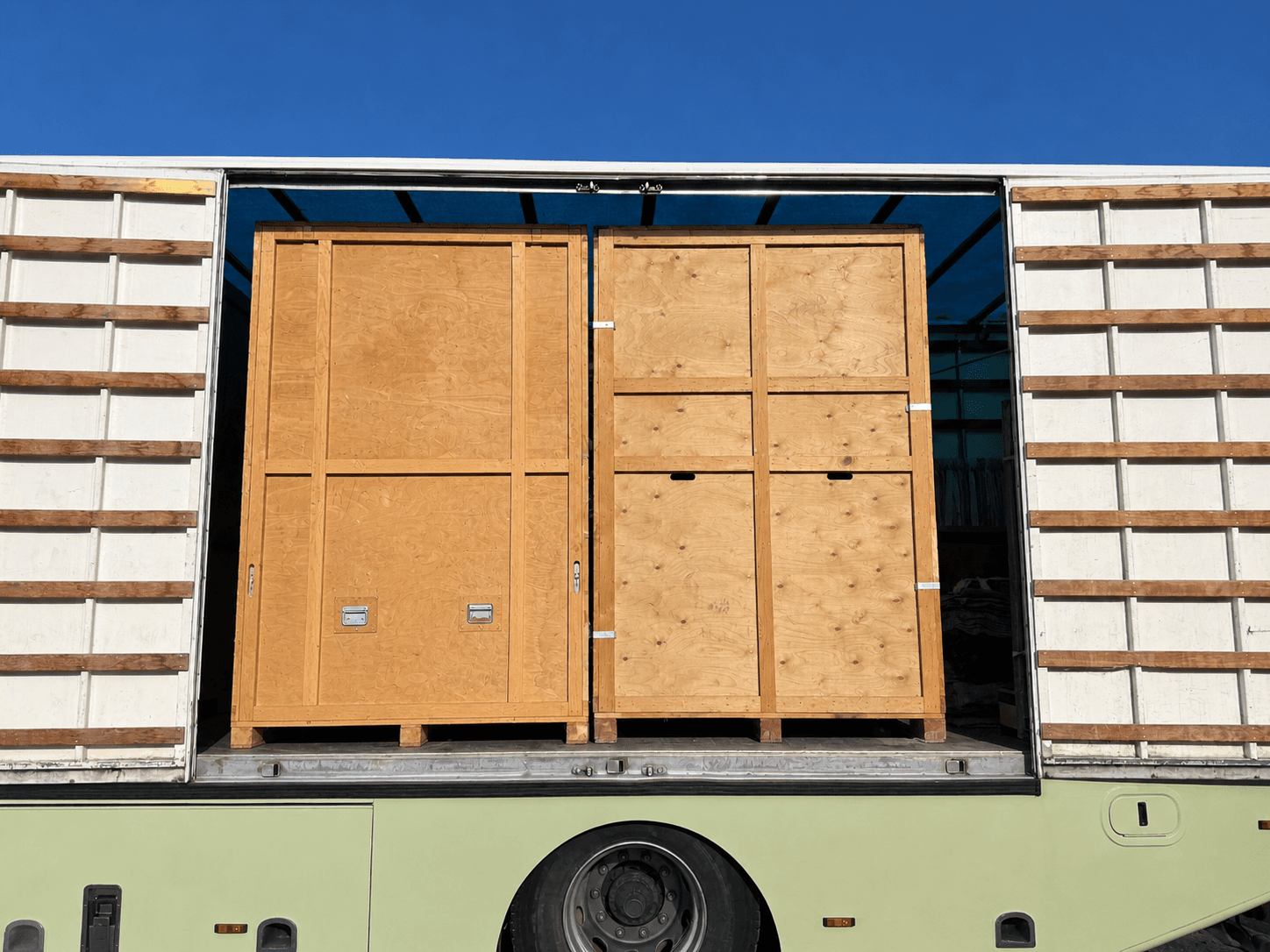Secure storage crates in facility